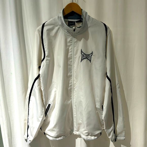 Tapout Pro Windbreaker Lightweight workout Jacket Men's size Large White Logo - Picture 1 of 11
